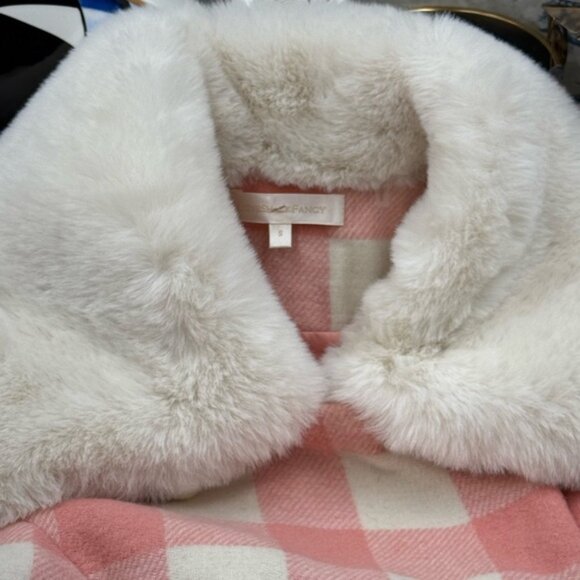 🆕 LOVESHACKFANCY 🧿 NWOT Sherry Plaid Faux Fur Coat, Crisp Peach, Sz S - Picture 13 of 15